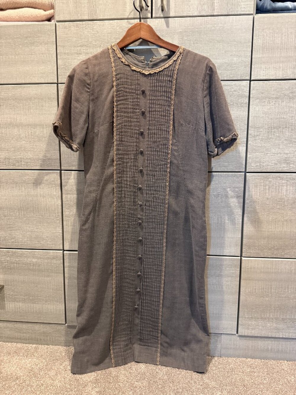 Vintage Betty Hartford Shirtwaist Dress — Brown, Pin-Tucked Bodice